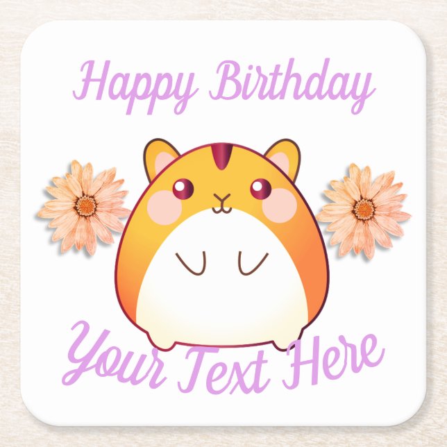 Dessous De Verre Carré Cute Kawaii Hamster personnalisé (Devant)