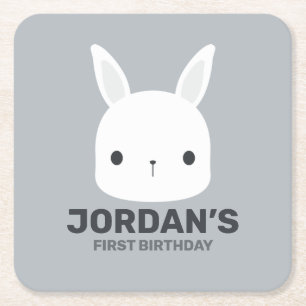 Dessous De Verre Carré Cute Little Bunny Rabbit with Personalized