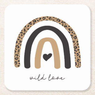 Dessous De Verre Carré Cute Rainbow Leopard Motif