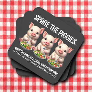 Dessous De Verre Carré Cute Spare Piggies Manger Salades