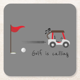 Dessous De Verre Carré Cute Watercolor Golf Fun Golf Calling Quote