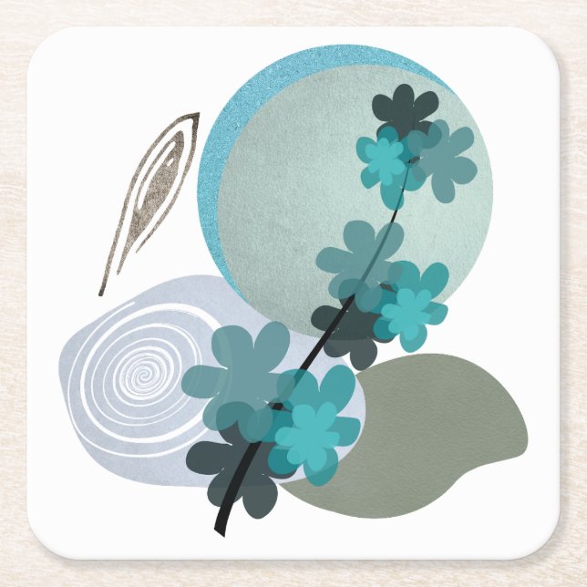 Dessous De Verre Carré Cyan Boho (Devant)