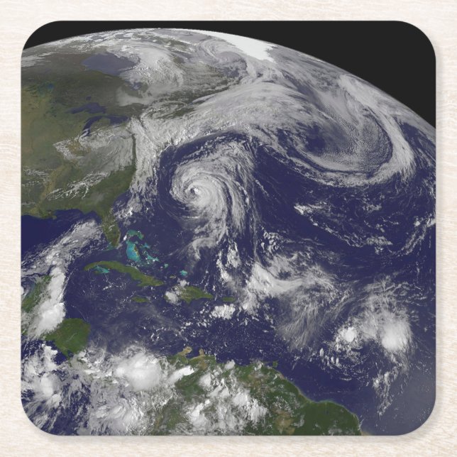 Dessous De Verre Carré Cyclones Tropicaux Katia, Lee, Maria Et Nate. (Devant)
