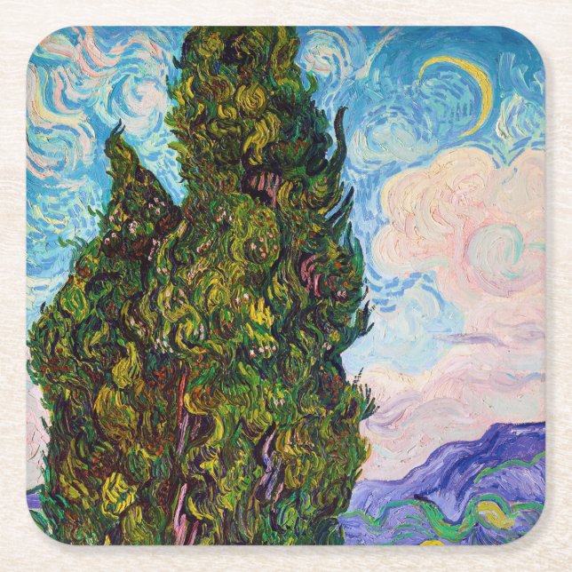 Dessous De Verre Carré Cyprès, Van Gogh (Devant)
