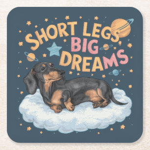Dessous De Verre Carré Dachshund Jambes courtes Gros rêves