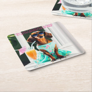Dessous De Verre Carré Dachshund Party Southern Boire Coasters