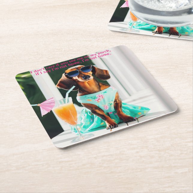 Dessous De Verre Carré Dachshund Party Southern Boire Coasters (Incliné)