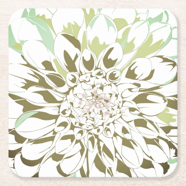Dessous De Verre Carré Dahlia flower paper coaster set (Devant)