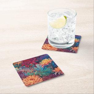 Dessous De Verre Carré Dahlia Tapisserie florale