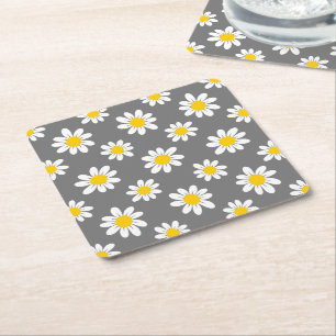 Dessous De Verre Carré Daisies de White Yellow