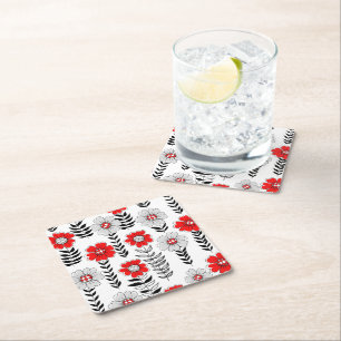 Dessous De Verre Carré Daisy dooda en rouge et noir