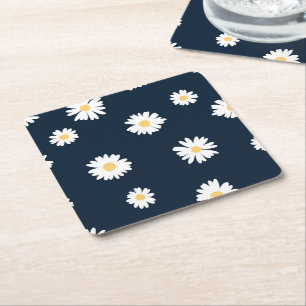 Dessous De Verre Carré Daisy On Blue Motif
