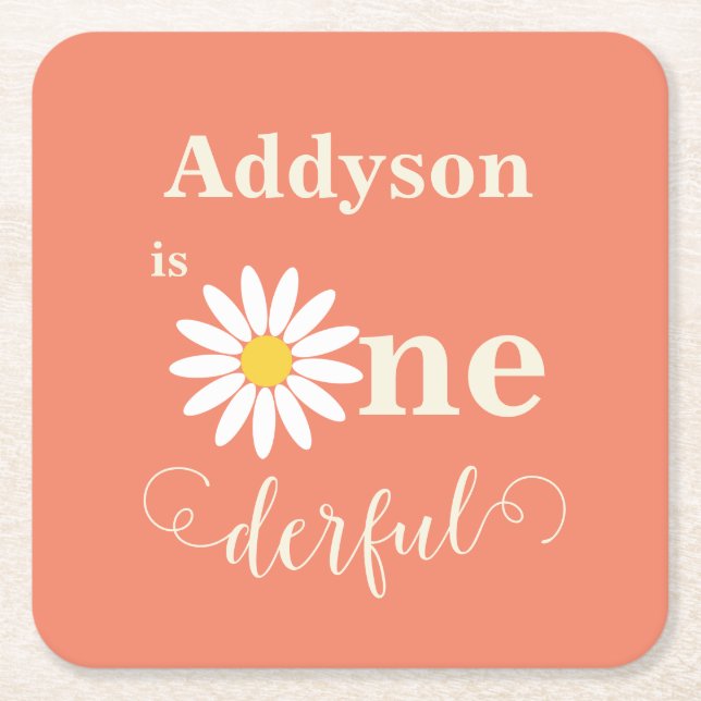 Dessous De Verre Carré Daisy Premier anniversaire (Devant)