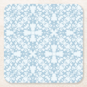 Dessous De Verre Carré Damassé bleu-clair