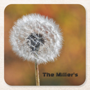 Dessous De Verre Carré Dandelion Seed Head avec/ texte personnalisable