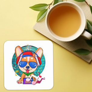 Dessous De Verre Carré Danser Corgi Kawaii Cute