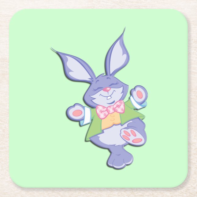 Dessous De Verre Carré Danser Purple Bunny Mint Pâques (Devant)