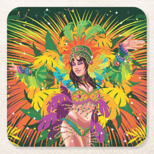 Dessous De Verre Carré Danseur du carnaval de Rio