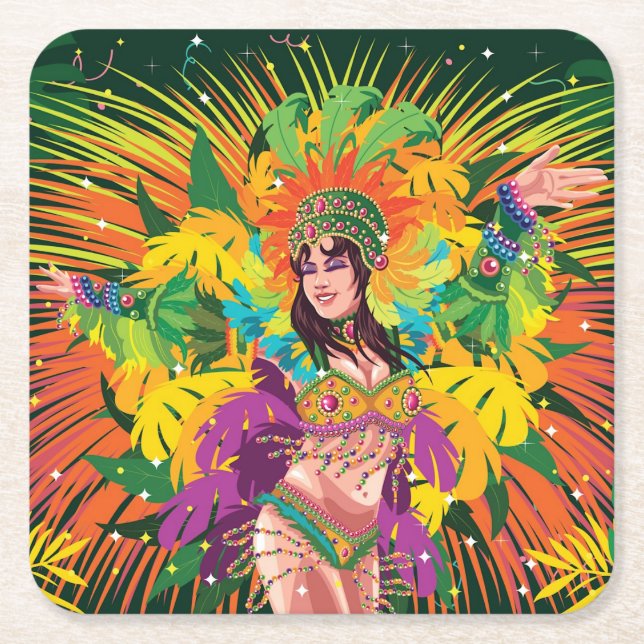Dessous De Verre Carré Danseur du carnaval de Rio (Devant)