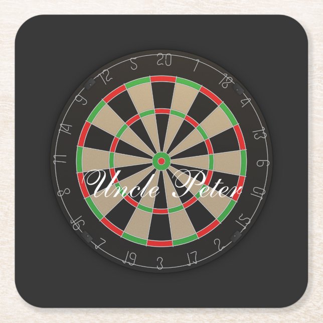 Dessous De Verre Carré Dartboard Nom du monogramme (Devant)