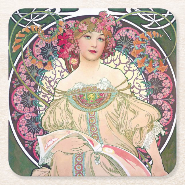 Dessous De Verre Carré Daydream (printemps), Mucha (Devant)