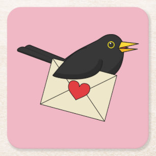Dessous De Verre Carré De Blackbird avec amour