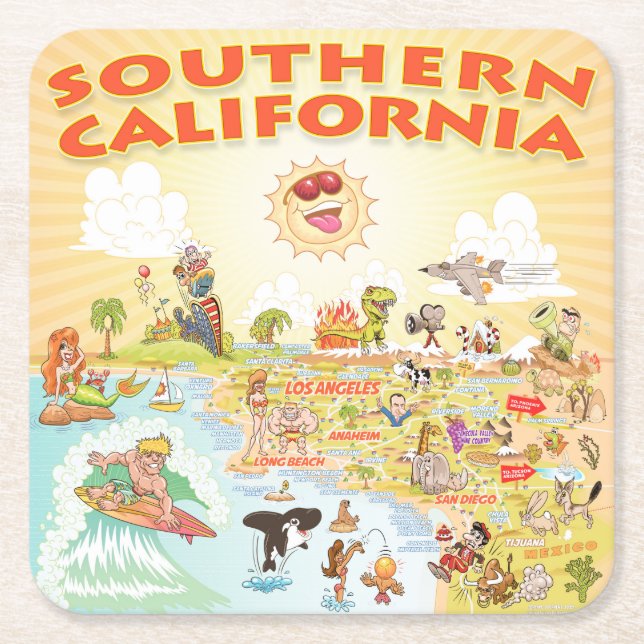 Dessous de verre Carré de dessin animé de Californ (Devant)