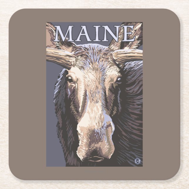 Dessous De Verre Carré De MaineMoose fin (Devant)