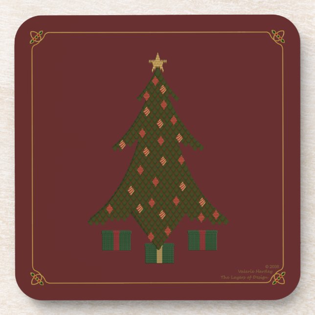 Dessous de verre Carré de Noël doré (Devant)