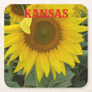 Dessous de verre Carré de tournesol jaune Kansas