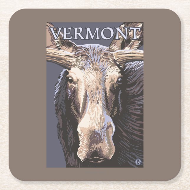 Dessous De Verre Carré De VermontMoose fin (Devant)