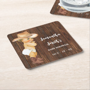 Dessous De Verre Carré Décor du Little Cowboy Western Baby shower Party