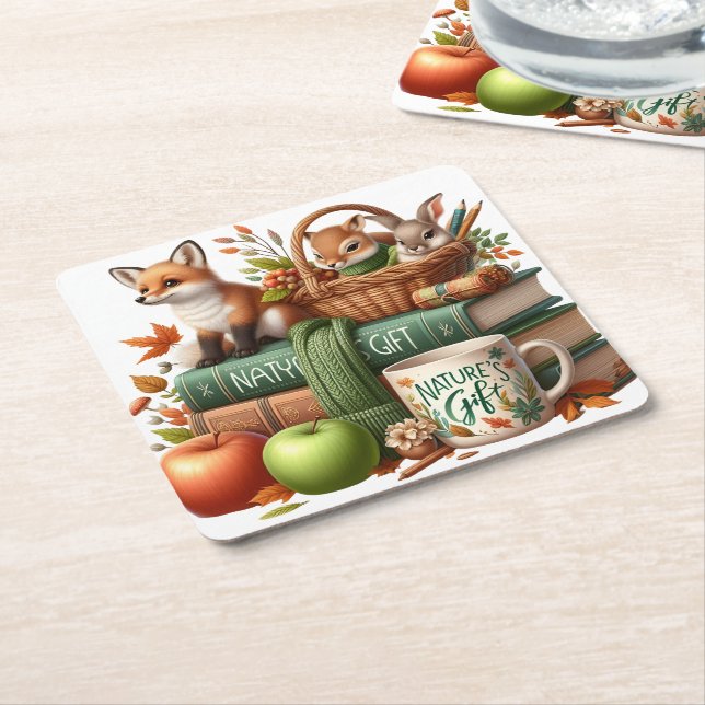 Dessous De Verre Carré Decorative Autumn Theme (Incliné)