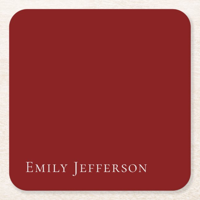 Dessous De Verre Carré Deep Red Plain Elegant Professional Modern (Devant)