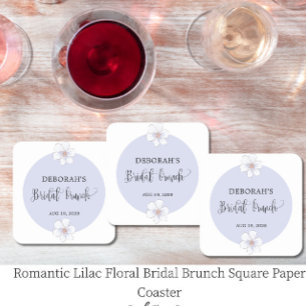 Dessous De Verre Carré Déjeuner de mariage floral lilas romantique