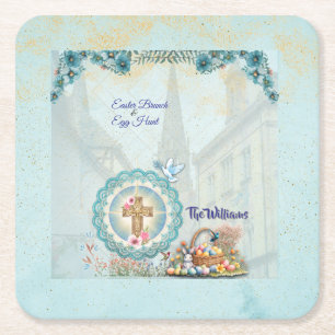 Dessous De Verre Carré Déjeuner de Pâques & Chasse Coaster – Personnalisé
