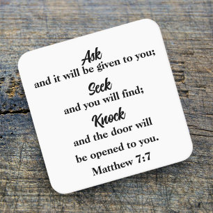 Dessous De Verre Carré Demander Knock Matthieu 7:7 Verse de la Bible
