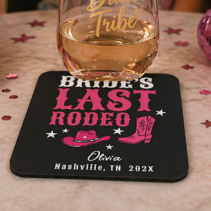 Dessous De Verre Carré Dernière rodeo de la mariée, enterrement de vie de