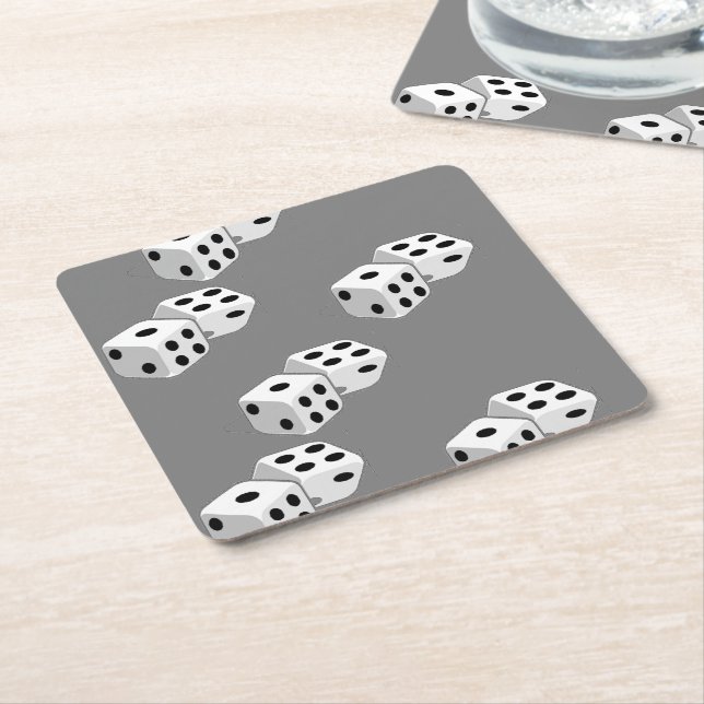 Dessous De Verre Carré Dés sur motif gris (Incliné)