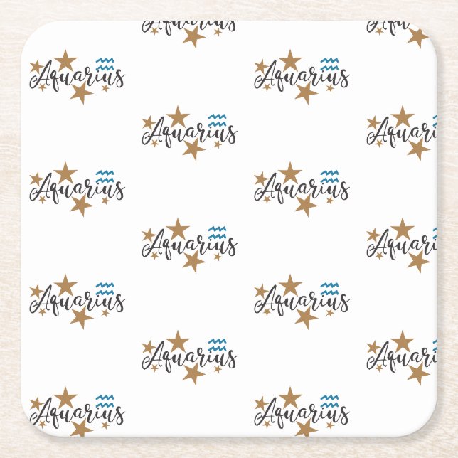 Dessous De Verre Carré Design Aquarius Zodiac Star (Devant)