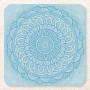 Dessous De Verre Carré Design boho bleu et turquoise moderne