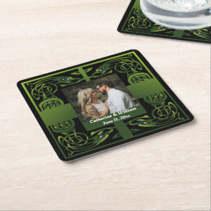 Dessous De Verre Carré Design Celtique irlandais traditionnel vert