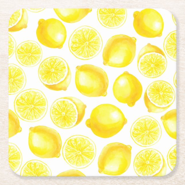 Dessous De Verre Carré Design citrons aquarelle (Devant)