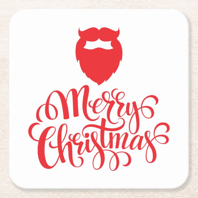 Dessous De Verre Carré Design de Noël Barbe Père Noël (Devant)