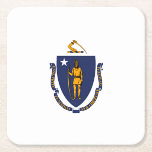 Dessous De Verre Carré Design du drapeau d'État du Massachusetts
