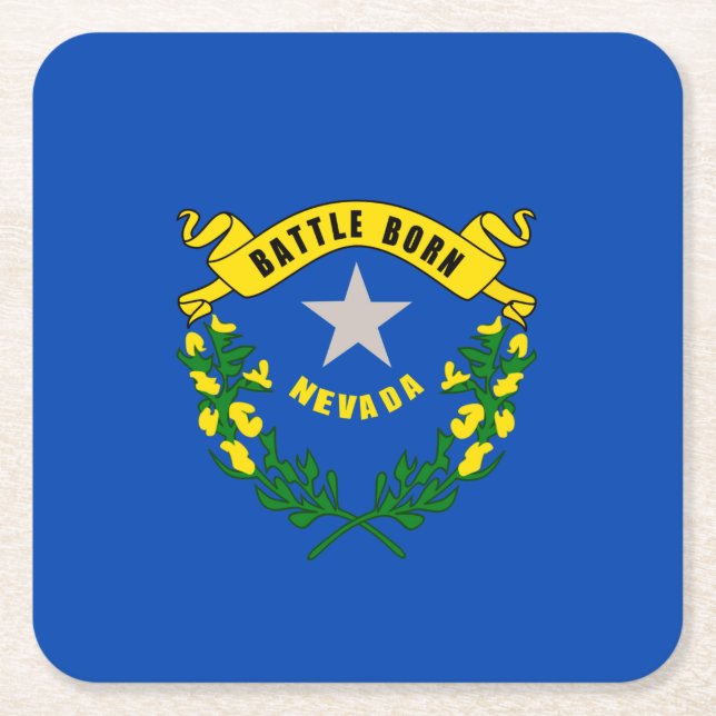 Dessous De Verre Carré Design du drapeau d'état du Nevada (Devant)