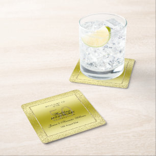 Dessous De Verre Carré Design Gold Confetti 50e Carré Mariage 