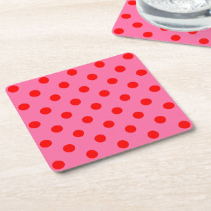 Dessous De Verre Carré Design Pois rouge sur rose