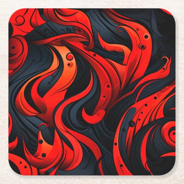 Dessous De Verre Carré Design rouge et noir (Devant)