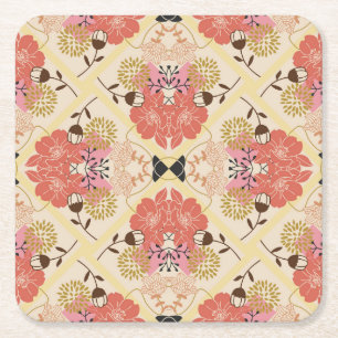 Dessous De Verre Carré Design vintage fleuri et transparent pour motif.